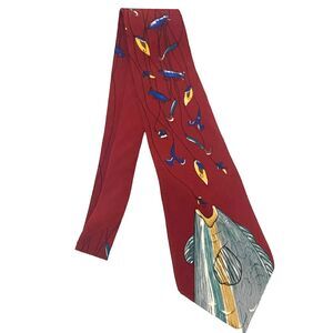 #5618 Save The Children Handcrafted NoveltyMens Maroon Fishermans Tie 56x4